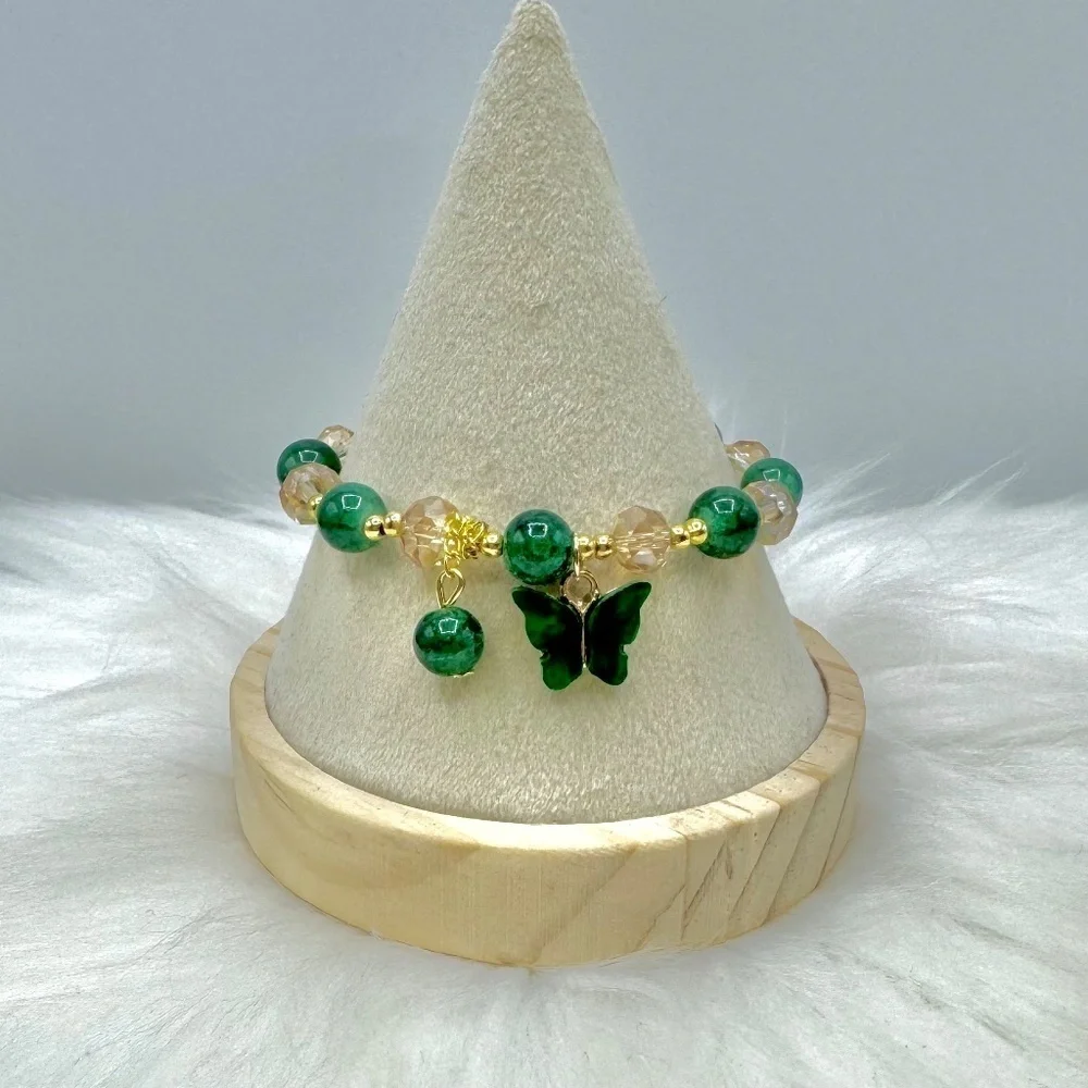 Green Butterfly Beaded Bracelet